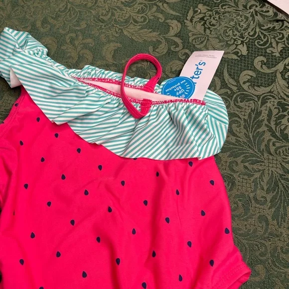 NWT 4t carters 1 pc watermelon swim suit bathing one shoulder fruit vacation bea